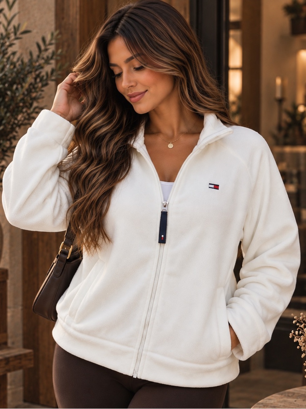 Tommy Hilfiger Women's Soft Fleece Full-Zip Jacket - White
- Size Large